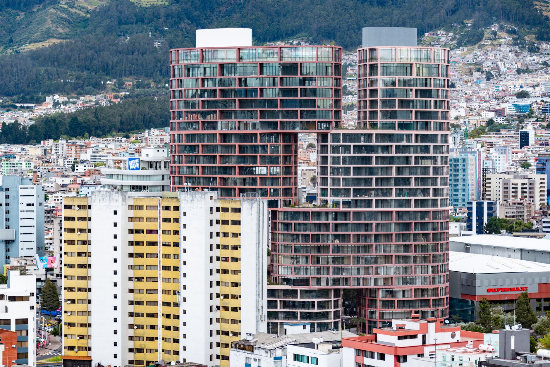 Aerial view of northern Quito with the Epiq Tower